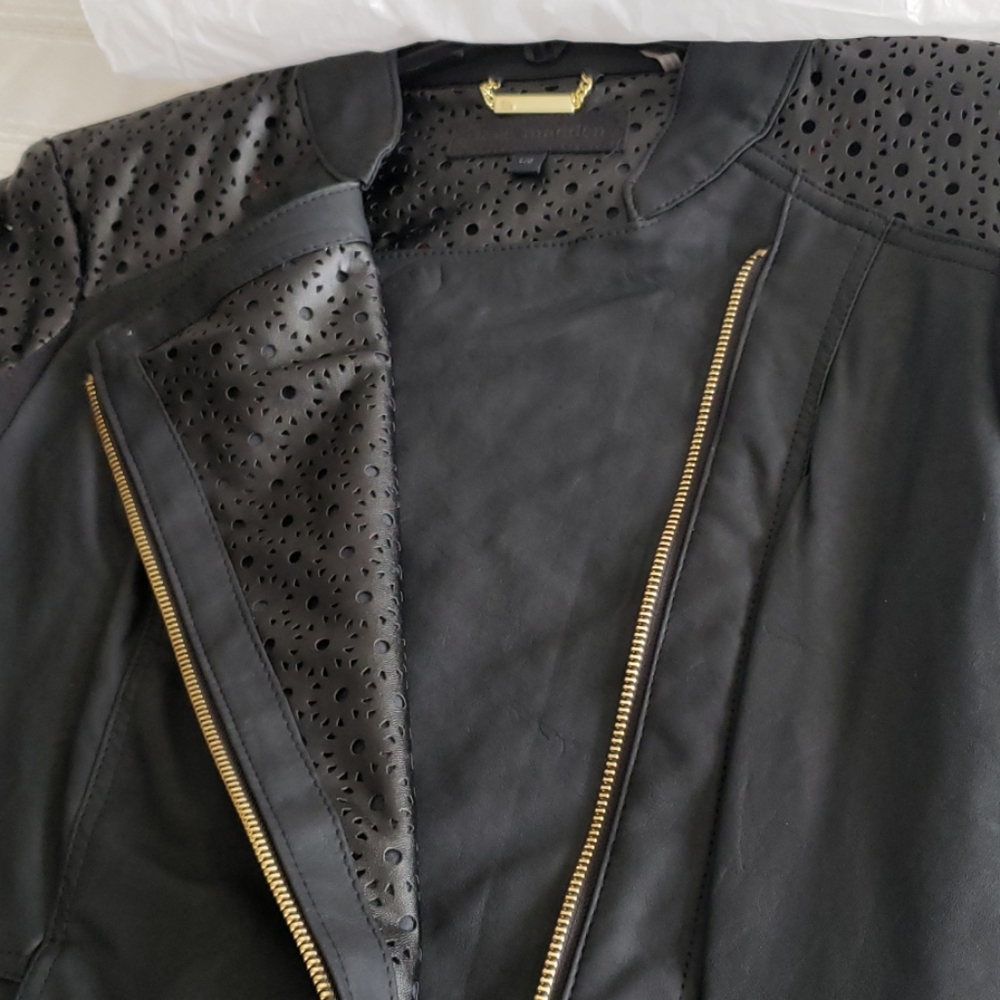 SOLD ****   STEVE MADDEN New Perforated MOTO Jacket Coat  L - Picture 10 of 11